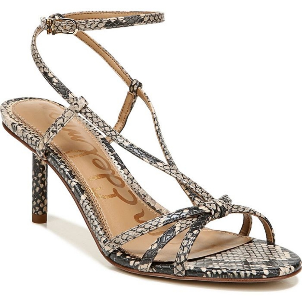 Sam Edelman Pippa Ankle Strap Snake Print Dress Sandals Size 10